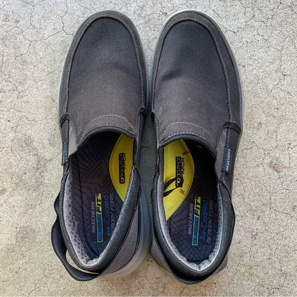 Men's Skechers Moreno Welmar Black/gray Low Trainers Slip On Loafer Shoes Sz 11 - Picture 2 of 6